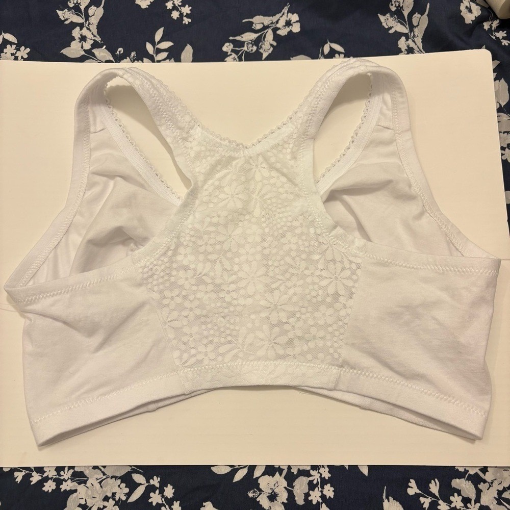 Glamorise Front-Close Cotton Blend T-Back Comfort Bra Women's 42DDF White - Picture 7 of 10